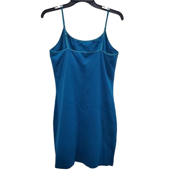 Express Women's Y2K Teal Built In Shelf Bra Bodycon‎ Mini Cami Slip Dress Size L - Picture 7 of 7